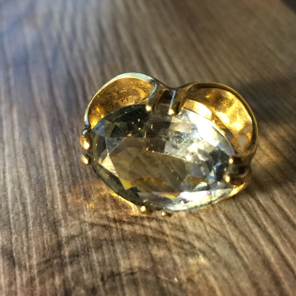 10K gold filled ring with Large Rhinestone - Picture 2 of 5